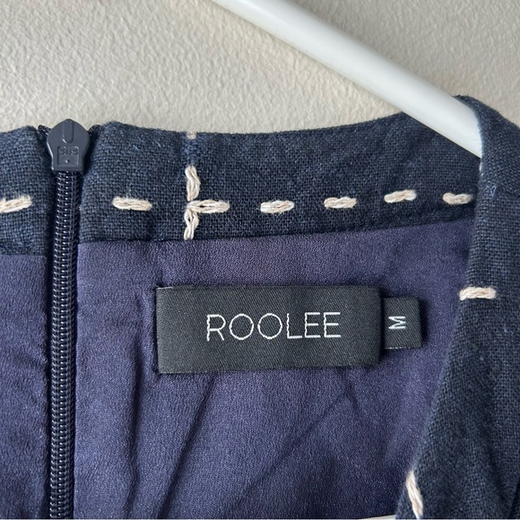 Navy and ivory windowpane grid print midi knee length dress - Picture 6 of 12